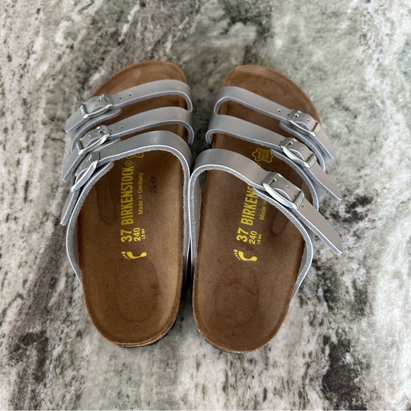 Birkenstock Florida Silver Flat Sandals Women 37 Narrow NWOT - Picture 3 of 6